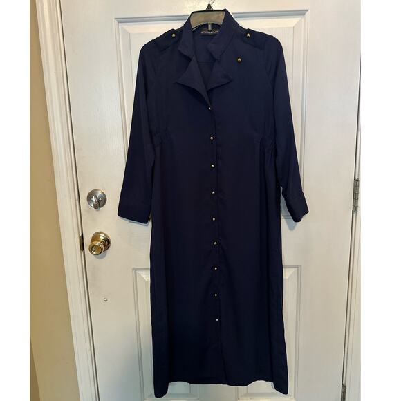 Pomander Place Dress Womens Small Blue Admiral Anderson Button Tuckernuck Blue - Picture 2 of 5